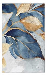 Modra/zlata pralna preproga 120x180 cm Golden Leaves – Mila Home