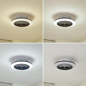 Lindby Stropni ventilator LED Mamuti, črn, tih, Ø 55 cm, zatemnjen, Črna, Dnevna soba / jedilnica, Aluminij, Sodobni