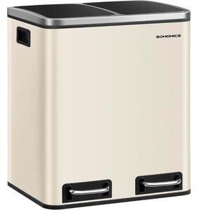 Koš za ločevanje odpadkov SORT 30l (2×15l), bež/srebrna/črna SongmicsHome