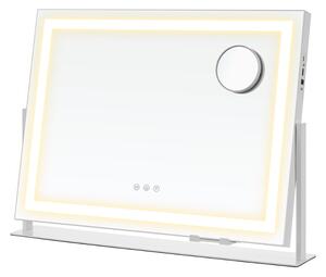 Kozmetično ogledalo DAHLIA z LED osvetlitvijo, 10x62,5x45,8 cm, bela SongmicsHome