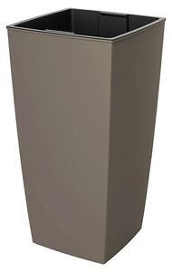 Oglati stebrasti cvetlični lonec (Do x Š x V: 25 x 25 x 46,5 cm, Plastika, Rjava)
