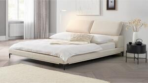 OBLAZINJENA POSTELJA 181 cm x 201 cm , les, kovina, tekstil krem barve