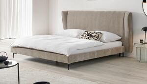 OBLAZINJENA POSTELJA 181 cm x 201 cm , les, kovina, tekstil bež