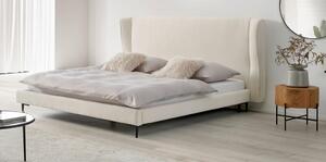 OBLAZINJENA POSTELJA 181 cm x 201 cm , les, kovina, tekstil bela