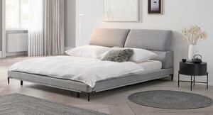 OBLAZINJENA POSTELJA 181 cm x 201 cm , les, kovina, tekstil siva