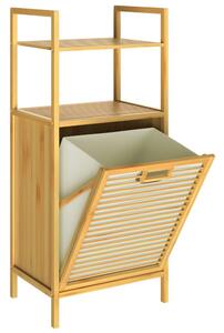 Bambusov regal z košaro za perilo Doris, 40x30x95cm, rjava/kremasta