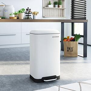 Koš za smeti s počasnim zapiranjem SLOW, 30l, bel SongmicsHome