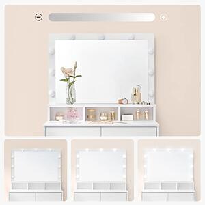 Toaletna mizica VANESA z velikim ogledalom in osvetlitvijo, 80x40x140cm, bela SongmicsHome