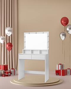 Toaletna mizica VANESA z velikim ogledalom in osvetlitvijo, 80x40x140cm, bela SongmicsHome