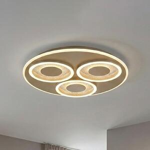 Searchlight LED-stropna svetilka Wreath Flush, pesek, CCT, železo, z možnostjo zatemnitve, zatemnjen, Bež, Dnevna soba / jedilnica, Kovina, Sodobni