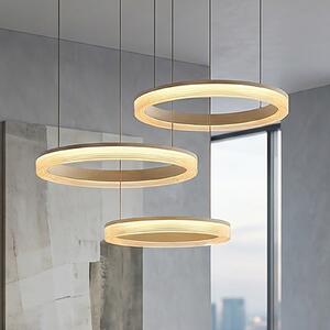 Searchlight LED-visoka svetilka Lumen Rings s 3 žarnicami, barva pesek, CCT, železo, z, zatemnjen, Bež, Dnevna soba / jedilnica, Kovina, Sodobni