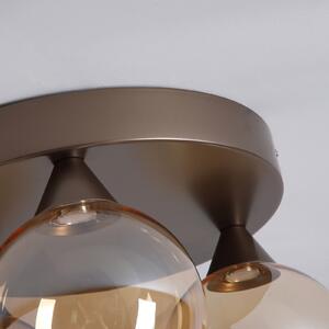 Searchlight LED-stropna svetilka OPUS Lux, 3-žarilna, bronasta, jantarno steklo, CCT, zatemnjen, Bronasta / starinska medenina, Dnevna soba / jedilnica, Steklo