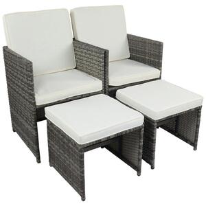 Ambia Garden Set Vrtnih Sedežev Raloso, Siva, 2 Stola, 2 Tabureja
