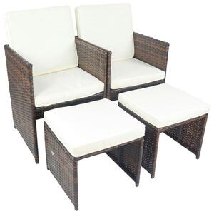 Ambia Garden Set Vrtnih Sedežev Raloso, Rjava, 2 Stola, 2 Tabureja