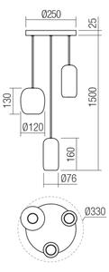 Redo 01-3480 - Lestenec na vrvici BOOM 3xGU10/10W/230V črna/zelena/rjava