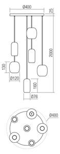 Redo 01-3482 - Lestenec na vrvici BOOM 6xGU10/10W/230V črna/zelena/rjava