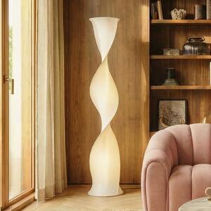 Lucande LED-stoječa svetilka Novelle, bela, CCT, višina 137 cm, Ø 29 zatemnjen, Bela, Dnevna soba / jedilnica, Plastika, Dizajn