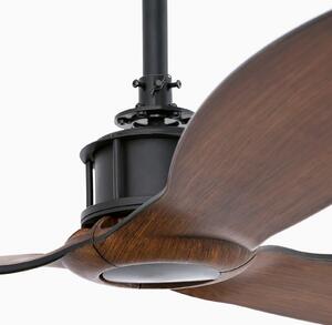 FARO BARCELONA Stropni ventilator Just Fan M, premer 128 cm, črn/temno les, Črna, Dnevna soba / jedilnica, Kovina