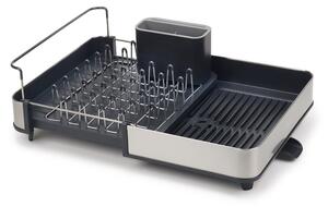 Temno siv nastavljiv odcejalnik posode iz nerjavečega jekla 36x32 cm Extend Steel – Joseph Joseph