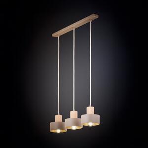 SIGMA Visoka svetilka Rif Wood, bež/buk, dolžina 67 cm, s tremi žarnicami, zatemnjen, Bež, Dnevna soba / jedilnica, Kovina, Sodobni