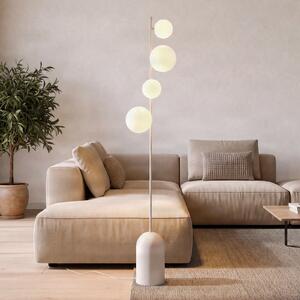 EMIBIG LIGHTING Stojna svetilka Etno LP4, bela, steklo/jeklo, višina 140 cm, G9, Bela, Dnevna soba / jedilnica, Steklo, Sodobni