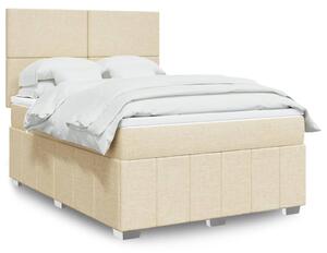 VidaXL Box spring postelja z vzmetnico krem 160x200 cm blago