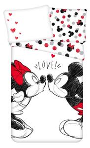 Otroška posteljnina MICKEY & MINNIE KISS bela Dimenzije posteljnine: 70 x 90 cm | 140 x 200 cm