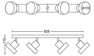 Philips 50604/30/P0 - LED Reflektor BUKKO 4xLED/4,3W/230V