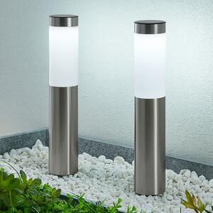 Lindby Sirita LED solarna svetilka s talnim trnom, komplet 2, Siva, Kovina, Sodobni