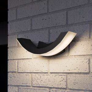 Lucande LED zunanje stensko svetilo Polovica, 30 cm, antracit, IP54, Črna, Aluminij, Sodobni