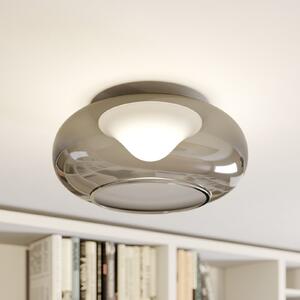 Lucande LED stropna svetilka Mijo, Ø 43 cm, dimno siva, steklo, Siva, spalnica, Steklo, Sodobni