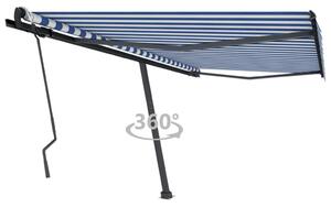 VidaXL Prostostoječa ročno zložljiva tenda 450x300 cm modra/bela