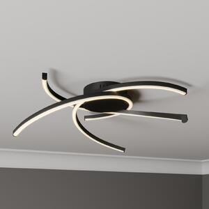 Lindby Katris LED stropna svetilka, 58 cm, črna, zatemnjen, Črna, Dnevna soba / jedilnica, Kovina, Sodobni