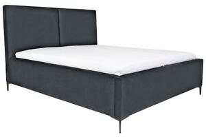 OBLAZINJENA POSTELJA 160 cm x 200 cm , tekstil temno siva