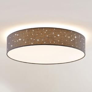 Lindby LED stropna svetilka Ellamina, Ø 60 cm, antracit, tekstil, zatemnjen, Črna, Dnevna soba / jedilnica, Tkanine / tekstil, Sodobni