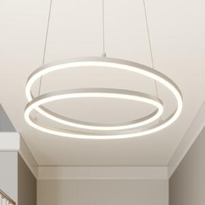 Lindby LED viseča svetilka Davian, nikljeva barva, Ø 49 cm, z možnostjo, zatemnjen, Kovinska, Dnevna soba / jedilnica, Aluminij, Sodobni
