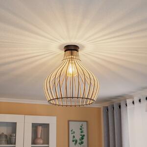 TEMAR LIGHTING Stropna svetilka Barrel z leseno senčnico, zatemnjen, Les, Dnevna soba / jedilnica, Les, Podeželska hiša / Rustikalna