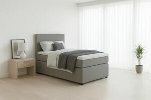 BOXSPRING POSTELJA 90 cm x 200 cm , tekstil, leseni material siva