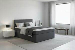 BOXSPRING POSTELJA 140 cm x 200 cm , tekstil, leseni material antracit