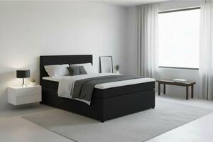 BOXSPRING POSTELJA 140 cm x 200 cm , tekstil, leseni material barve grafita