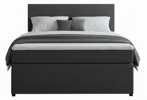 BOXSPRING POSTELJA 140 cm x 200 cm , tekstil, leseni material antracit