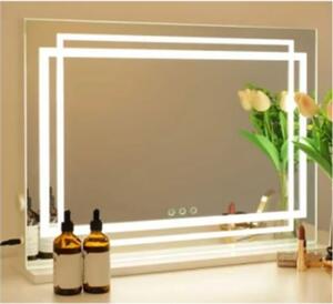 LED osvetljeno kozmetično ogledalo s 3-barvnimi zatemnilnimi načini in pametnim upravljanjem na dotik 80 x 14 x 62 cm