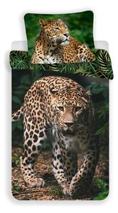 Enojna bombažna otroška posteljnina 140x200 cm Leopard "Green" – Jerry Fabrics