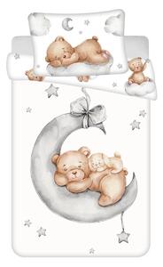 Bela bombažna otroška posteljnina za otroško posteljico 100x135 cm Teddy Bear "Ribbon" – Jerry Fabrics