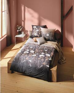 POSTELJNINA Moody Floral 140/200 cm mako saten rjava