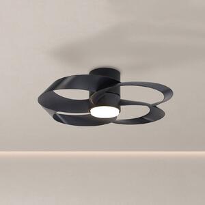 Mantra Iluminación LED stropni ventilator Rose, črn, DC-motor, tiho delovanje, Ø 65 cm, CCT, zatemnjen, Črna, Dnevna soba / jedilnica, Plastika, Sodobni
