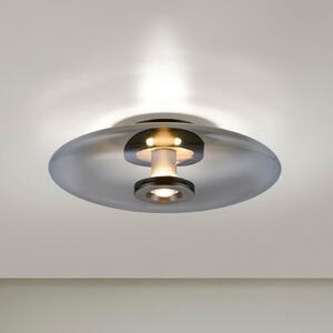 PURE Vitrum LED stropna svetilka, siva, steklo/aluminij, Ø 45 cm, zatemnjen, Siva, Dnevna soba / jedilnica, Steklo, Sodobni