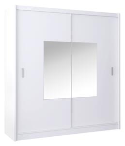 KONDELA Garderobna omara z drsnimi vrati, bela, 203x215, MADRYT