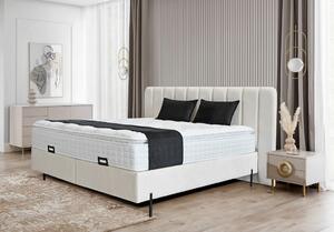 POSTELJA Z VZMETNICO 180 cm x 200 cm , kovina, tekstil, leseni material bež