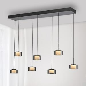 Paul Neuhaus LED viseča svetilka Rika, 135 cm, steklo, možnost zatemnitve, zatemnjen, Črna, Dnevna soba / jedilnica, Steklo, Sodobni